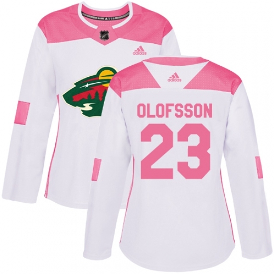 Women's Adidas Minnesota Wild #23 Gustav Olofsson Authentic White/Pink Fashion NHL Jersey Women's Adidas Minnesota Wild #23 Gustav Olofsson Authentic White/Pink Fashion NHL Jersey