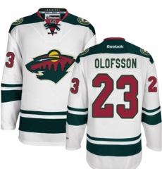 Women's Reebok Minnesota Wild #23 Gustav Olofsson Authentic White Away NHL Jersey