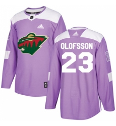Youth Adidas Minnesota Wild #23 Gustav Olofsson Authentic Purple Fights Cancer Practice NHL Jersey