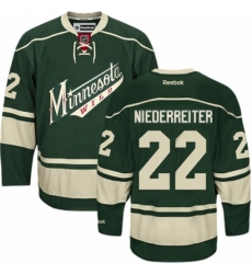 Men's Reebok Minnesota Wild #22 Nino Niederreiter Authentic Green Third NHL Jersey