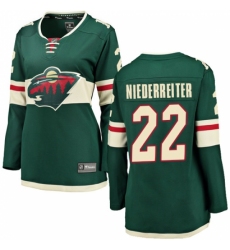 Women's Minnesota Wild #22 Nino Niederreiter Authentic Green Home Fanatics Branded Breakaway NHL Jersey
