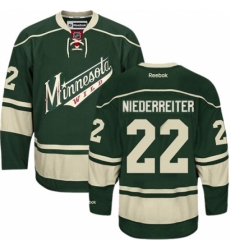 Women's Reebok Minnesota Wild #22 Nino Niederreiter Authentic Green Third NHL Jersey