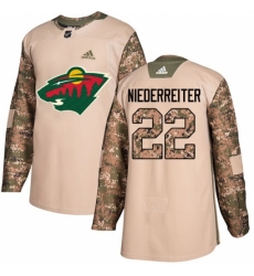 Youth Adidas Minnesota Wild #22 Nino Niederreiter Authentic Camo Veterans Day Practice NHL Jersey