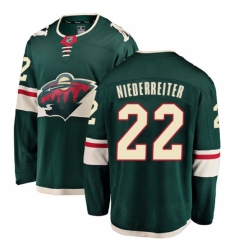 Youth Minnesota Wild #22 Nino Niederreiter Authentic Green Home Fanatics Branded Breakaway NHL Jersey