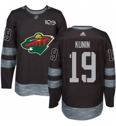 Men's Adidas Minnesota Wild #19 Luke Kunin Authentic Black 1917-2017 100th Anniversary NHL Jersey