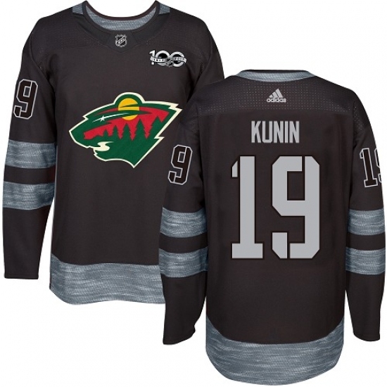 Men's Adidas Minnesota Wild #19 Luke Kunin Authentic Black 1917-2017 100th Anniversary NHL Jersey Men's Adidas Minnesota Wild #19 Luke Kunin Authentic Black 1917-2017 100th Anniversary NHL Jersey