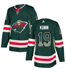 Men's Adidas Minnesota Wild #19 Luke Kunin Authentic Green Drift Fashion NHL Jersey