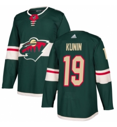 Men's Adidas Minnesota Wild #19 Luke Kunin Authentic Green Home NHL Jersey