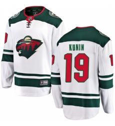 Men's Minnesota Wild #19 Luke Kunin Authentic White Away Fanatics Branded Breakaway NHL Jersey