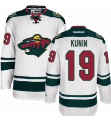 Men's Reebok Minnesota Wild #19 Luke Kunin Authentic White Away NHL Jersey