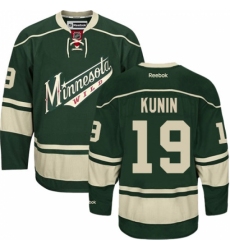 Men's Reebok Minnesota Wild #19 Luke Kunin Premier Green Third NHL Jersey