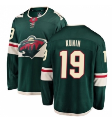 Youth Minnesota Wild #19 Luke Kunin Authentic Green Home Fanatics Branded Breakaway NHL Jersey