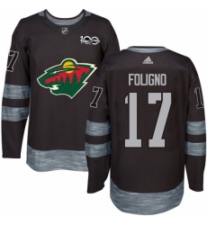 Men's Adidas Minnesota Wild #17 Marcus Foligno Authentic Black 1917-2017 100th Anniversary NHL Jersey Men's Adidas Minnesota Wild #17 Marcus Foligno Authentic Black 1917-2017 100th Anniversary NHL Jersey