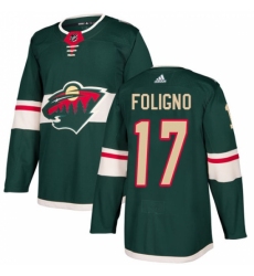 Men's Adidas Minnesota Wild #17 Marcus Foligno Premier Green Home NHL Jersey