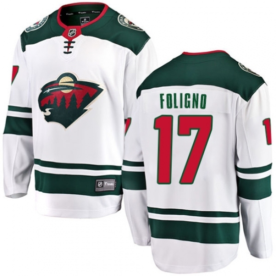 Youth Minnesota Wild #17 Marcus Foligno Authentic White Away Fanatics Branded Breakaway NHL Jersey Youth Minnesota Wild #17 Marcus Foligno Authentic White Away Fanatics Branded Breakaway NHL Jersey