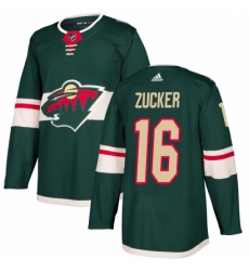 Men's Adidas Minnesota Wild #16 Jason Zucker Authentic Green Home NHL Jersey