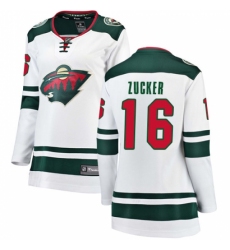 Women's Minnesota Wild #16 Jason Zucker Authentic White Away Fanatics Branded Breakaway NHL Jersey