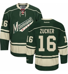 Women's Reebok Minnesota Wild #16 Jason Zucker Premier Green Third NHL Jersey