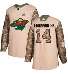 Men's Adidas Minnesota Wild #14 Joel Eriksson Ek Authentic Camo Veterans Day Practice NHL Jersey Men's Adidas Minnesota Wild #14 Joel Eriksson Ek Authentic Camo Veterans Day Practice NHL Jersey