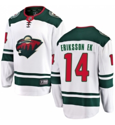 Men's Minnesota Wild #14 Joel Eriksson Ek Authentic White Away Fanatics Branded Breakaway NHL Jersey
