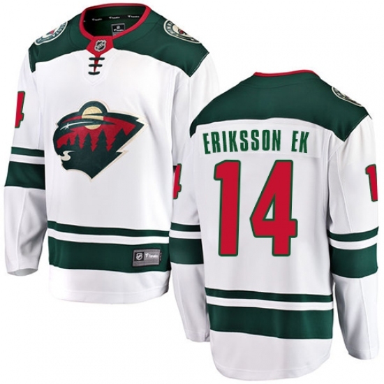 Men's Minnesota Wild #14 Joel Eriksson Ek Authentic White Away Fanatics Branded Breakaway NHL Jersey Men's Minnesota Wild #14 Joel Eriksson Ek Authentic White Away Fanatics Branded Breakaway NHL Jersey