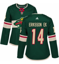 Women's Adidas Minnesota Wild #14 Joel Eriksson Ek Authentic Green Home NHL Jersey