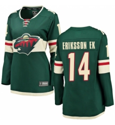 Women's Minnesota Wild #14 Joel Eriksson Ek Authentic Green Home Fanatics Branded Breakaway NHL Jersey