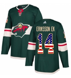 Youth Adidas Minnesota Wild #14 Joel Eriksson Ek Authentic Green USA Flag Fashion NHL Jersey Youth Adidas Minnesota Wild #14 Joel Eriksson Ek Authentic Green USA Flag Fashion NHL Jersey