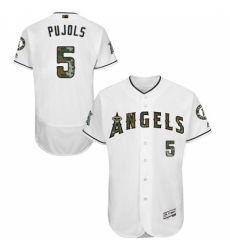 Men's Majestic Los Angeles Angels of Anaheim #5 Albert Pujols Authentic White 2016 Memorial Day Fashion Flex Base MLB Jersey