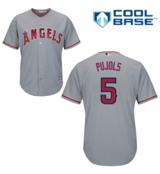 Men's Majestic Los Angeles Angels of Anaheim #5 Albert Pujols Replica Grey Road Cool Base MLB Jersey