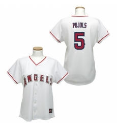 Women's Majestic Los Angeles Angels of Anaheim #5 Albert Pujols Replica White MLB Jersey