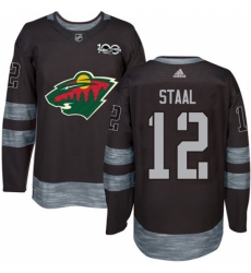 Men's Adidas Minnesota Wild #12 Eric Staal Authentic Black 1917-2017 100th Anniversary NHL Jersey