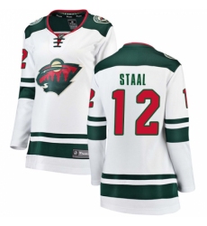 Women's Minnesota Wild #12 Eric Staal Authentic White Away Fanatics Branded Breakaway NHL Jersey