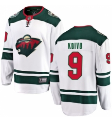 Men's Minnesota Wild #9 Mikko Koivu Authentic White Away Fanatics Branded Breakaway NHL Jersey
