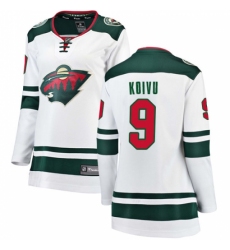 Women's Minnesota Wild #9 Mikko Koivu Authentic White Away Fanatics Branded Breakaway NHL Jersey