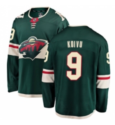 Youth Minnesota Wild #9 Mikko Koivu Authentic Green Home Fanatics Branded Breakaway NHL Jersey