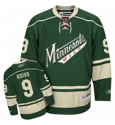 Youth Reebok Minnesota Wild #9 Mikko Koivu Authentic Green Third NHL Jersey
