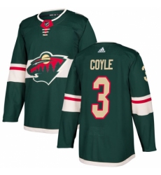 Men's Adidas Minnesota Wild #3 Charlie Coyle Authentic Green Home NHL Jersey