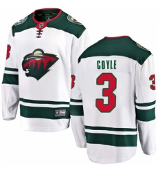 Men's Minnesota Wild #3 Charlie Coyle Authentic White Away Fanatics Branded Breakaway NHL Jersey
