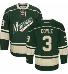 Men's Reebok Minnesota Wild #3 Charlie Coyle Premier Green Third NHL Jersey