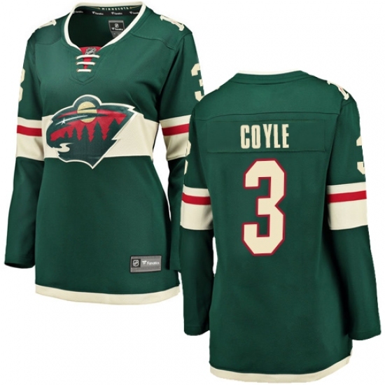 Women's Minnesota Wild #3 Charlie Coyle Authentic Green Home Fanatics Branded Breakaway NHL Jersey Women's Minnesota Wild #3 Charlie Coyle Authentic Green Home Fanatics Branded Breakaway NHL Jersey