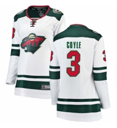 Women's Minnesota Wild #3 Charlie Coyle Authentic White Away Fanatics Branded Breakaway NHL Jersey
