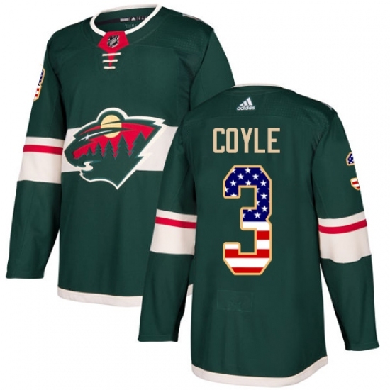 Youth Adidas Minnesota Wild #3 Charlie Coyle Authentic Green USA Flag Fashion NHL Jersey Youth Adidas Minnesota Wild #3 Charlie Coyle Authentic Green USA Flag Fashion NHL Jersey