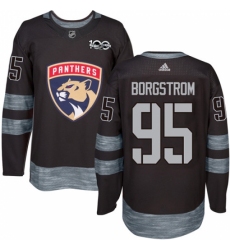 Men's Adidas Florida Panthers #95 Henrik Borgstrom Authentic Black 1917-2017 100th Anniversary NHL Jersey
