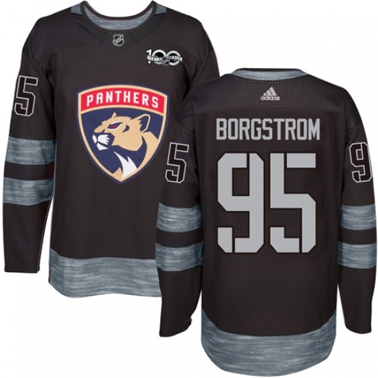Men's Adidas Florida Panthers #95 Henrik Borgstrom Authentic Black 1917-2017 100th Anniversary NHL Jersey Men's Adidas Florida Panthers #95 Henrik Borgstrom Authentic Black 1917-2017 100th Anniversary NHL Jersey