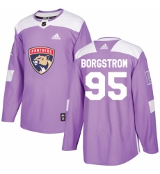 Men's Adidas Florida Panthers #95 Henrik Borgstrom Authentic Purple Fights Cancer Practice NHL Jersey