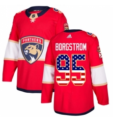 Men's Adidas Florida Panthers #95 Henrik Borgstrom Authentic Red USA Flag Fashion NHL Jersey