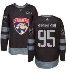 Men's Adidas Florida Panthers #95 Henrik Borgstrom Premier Black 1917-2017 100th Anniversary NHL Jersey