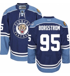 Men's Reebok Florida Panthers #95 Henrik Borgstrom Authentic Navy Blue Third NHL Jersey