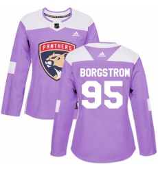 Women's Adidas Florida Panthers #95 Henrik Borgstrom Authentic Purple Fights Cancer Practice NHL Jersey